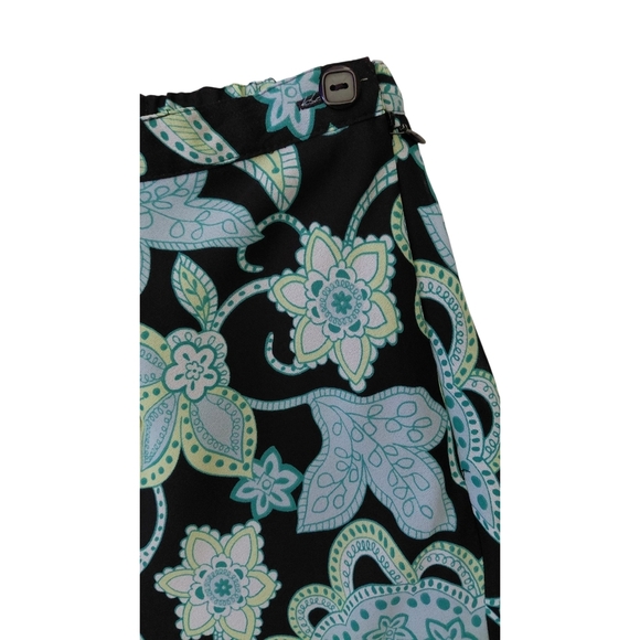 Floral Hi-Low Black and Green Women's Skirt - Picture 5 of 9